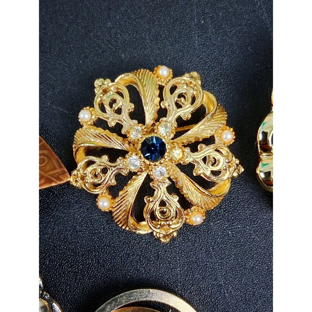 Lot Of 17 Vintage & Modern Brooches Filigree Enamel Bird Silver Gold Tone Floral - Picture 4 of 16